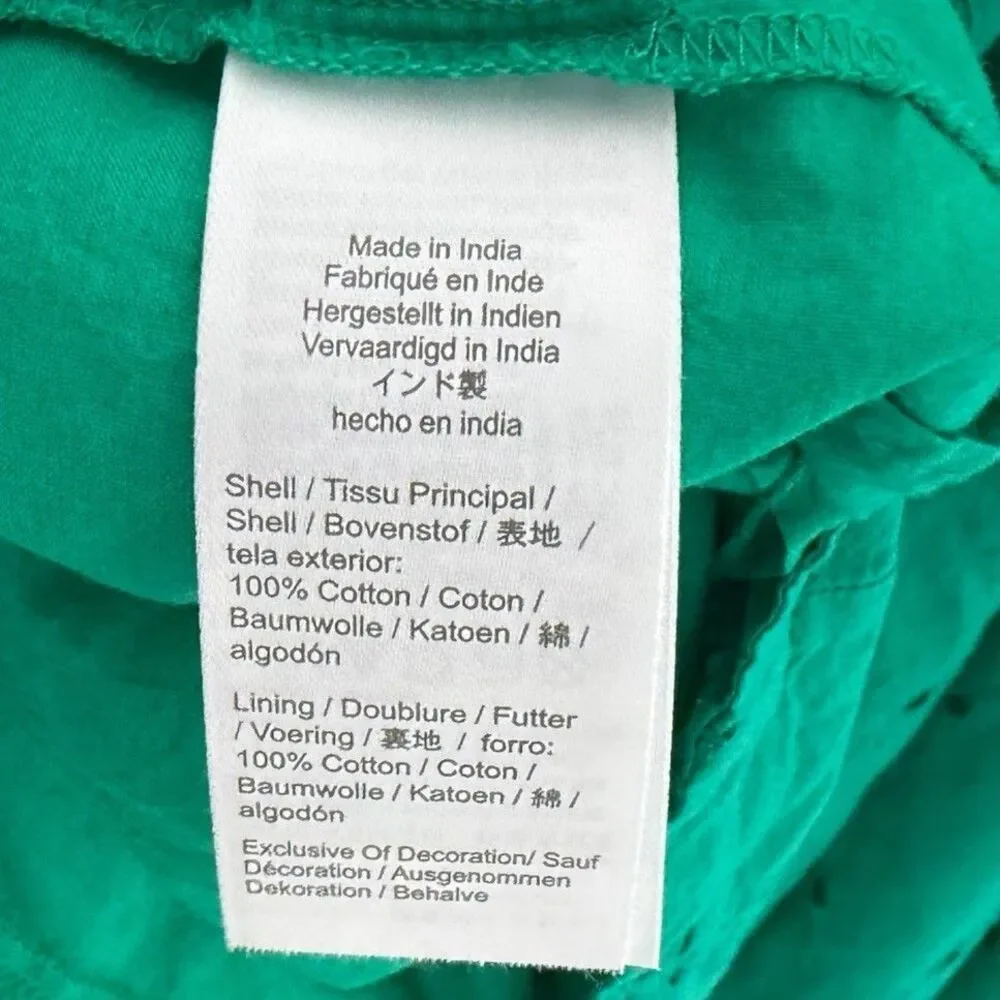 J.Crew Factory Eyelet Embroidered Midi Dress Emerald Beryl Green Size 10 CS891